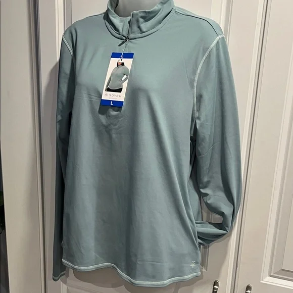 NEW Soybu Women's Long Sleeve Quarter Zip Mock Neck Active Top - Picture 2 of 9